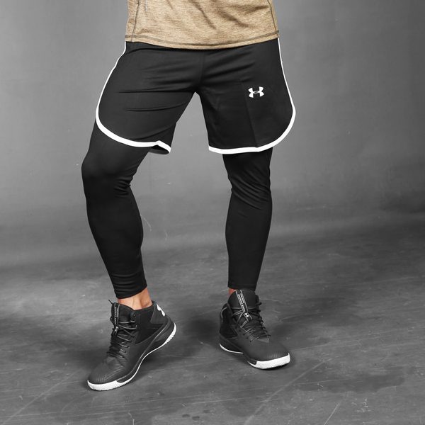 شلوارک ورزشی مردانه Under Armor مشکی DS خط سفید لایف استایل شلوارک ورزشی مردانه Under Armor مشکی DS خط سفید لایف استایل