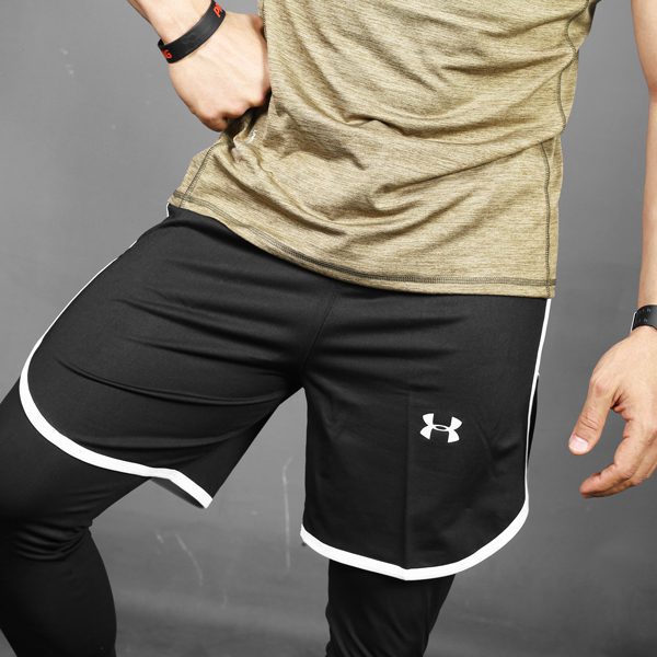 شلوارک ورزشی مردانه Under Armor مشکی DS خط سفید لایف استایل شلوارک ورزشی مردانه Under Armor مشکی DS خط سفید لایف استایل