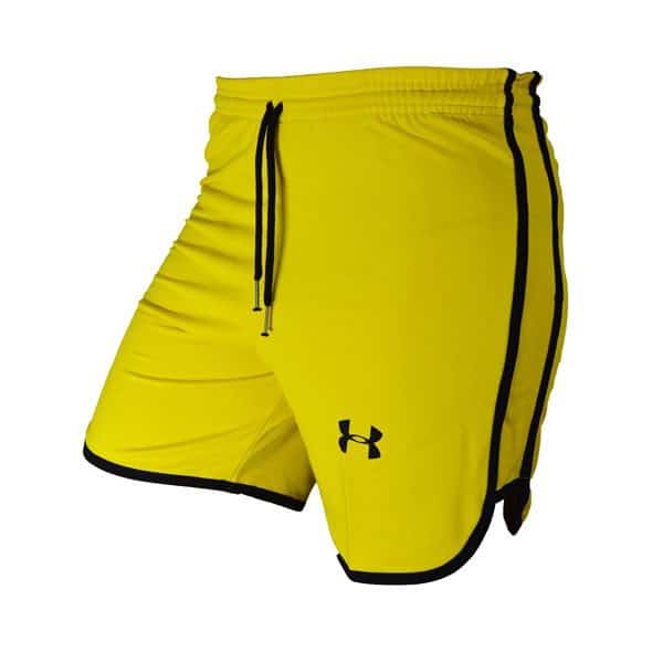 شلوارک ورزشی مردانه UNDER ARMOUR زرد DS خط مشکی