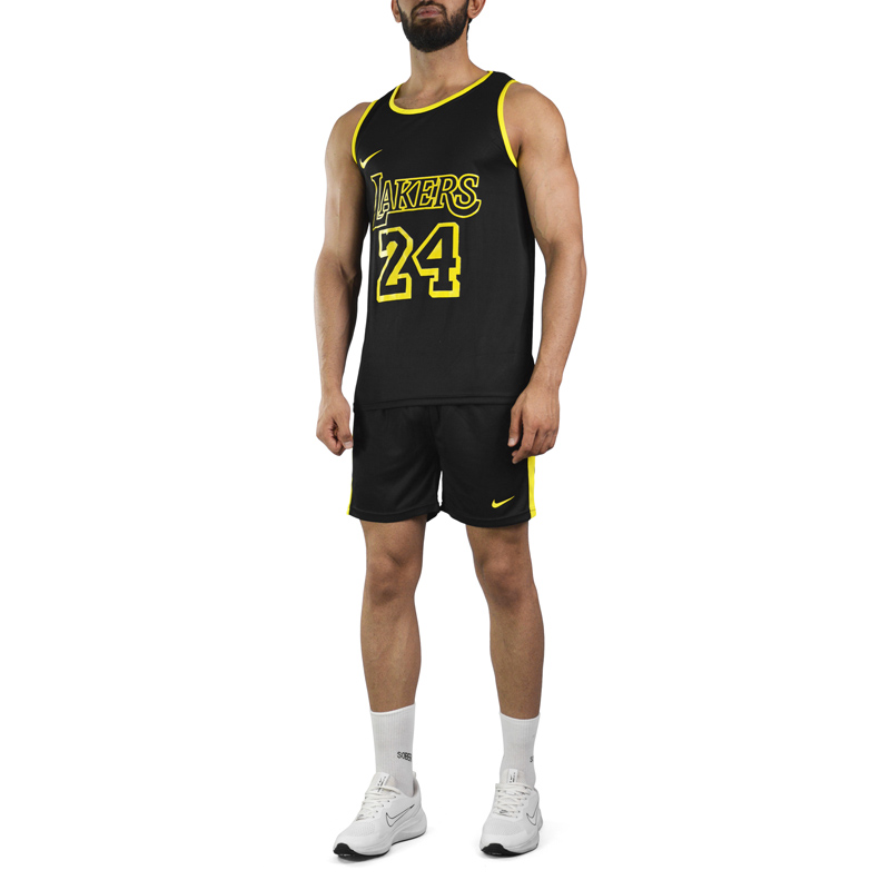 ‫‫‫‫‫ست رکابی و شلوارک ورزشی مردانه لیکرز مدل PY-Nike 24 مشکی