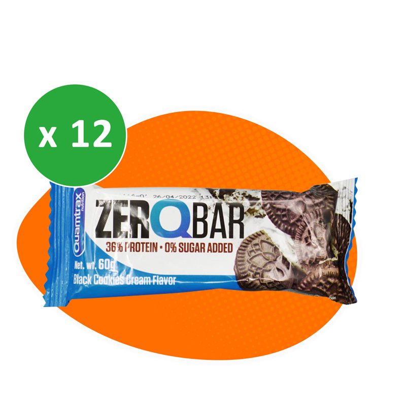 پکیج شکلات پروتئین بار کوامترکس مدل ZERO BAR کوکی‌کرم دار 60 گرمی بسته 12 عددی
