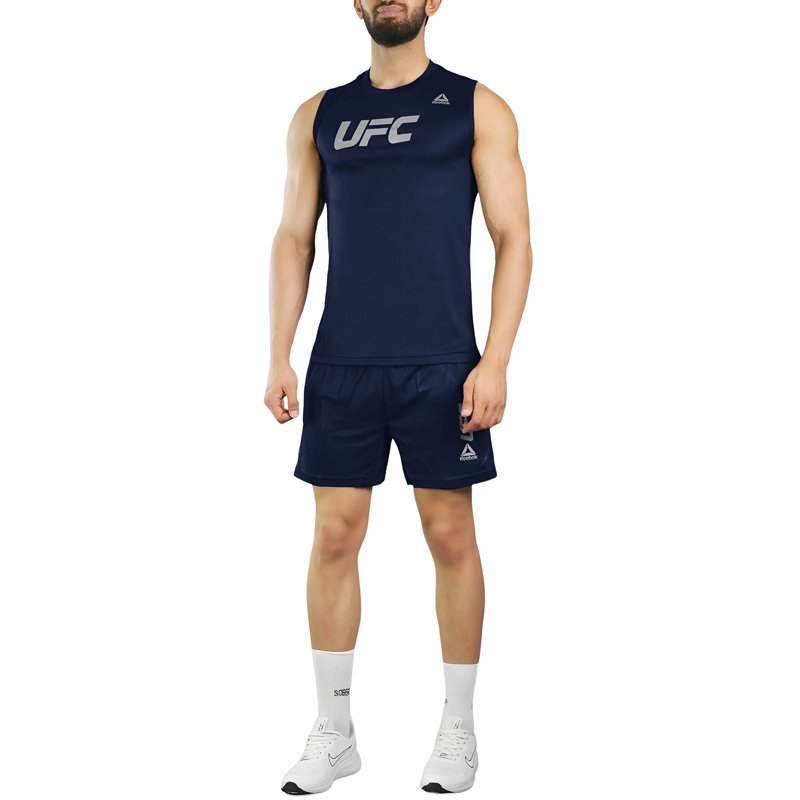 ست رکابی و شلوارک ورزشی مردانه ریباک مدل DS-UFC 3080 سرمه ای