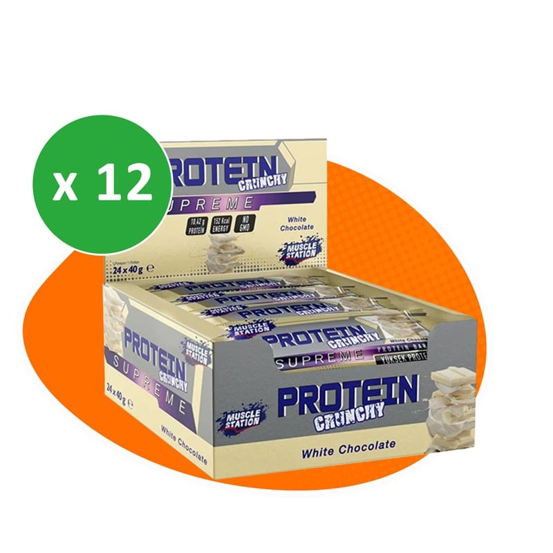 پکیج شکلات پروتئین بار ماسل استیشن مدل سوپریم شیری 40 گرمی بسته 12 عددی