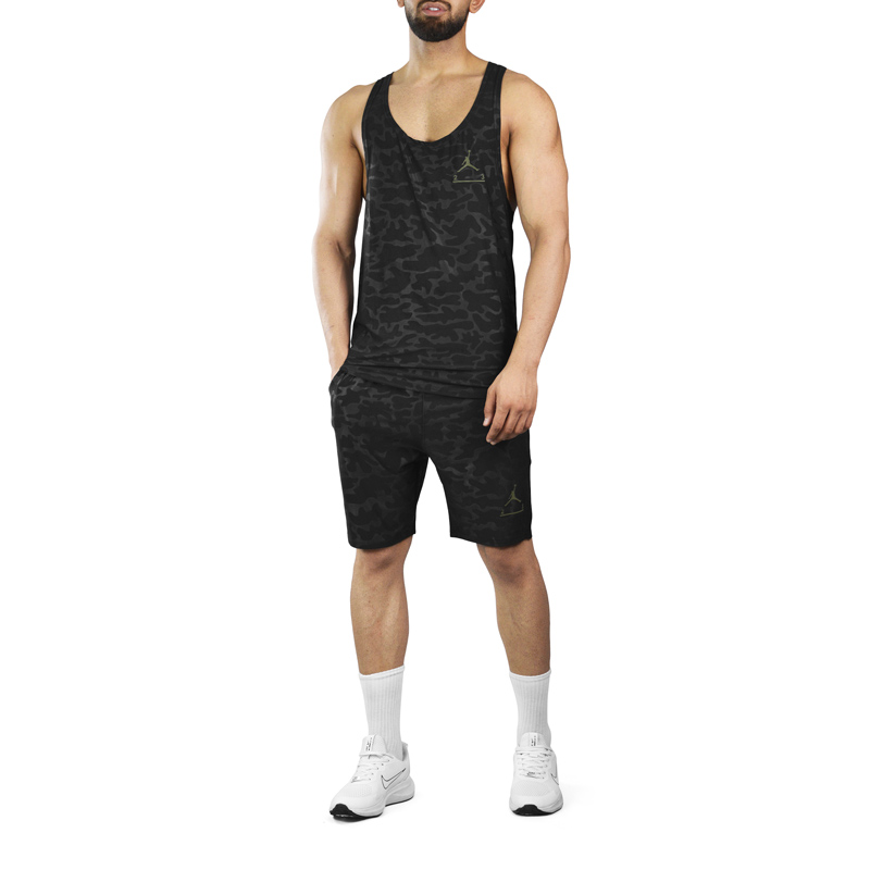 ست رکابی و شلوارک ورزشی مردانه جردن مدل Mub-1074 چریکی مشکی
