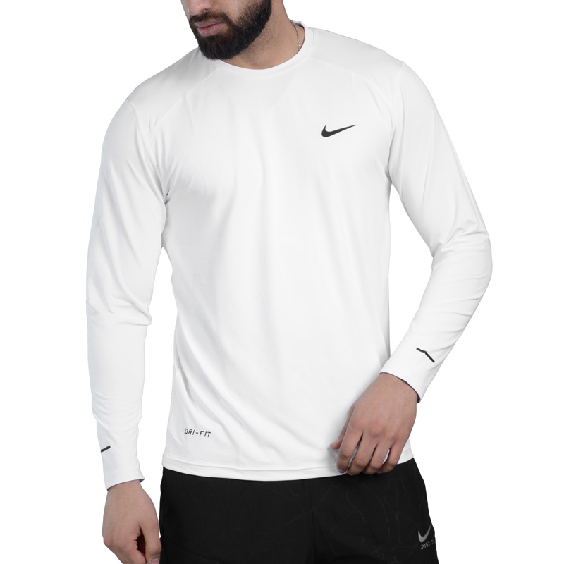 استرج آستین بلند ورزشی مردانه نایک مدل Dri Fit-1527 سفید