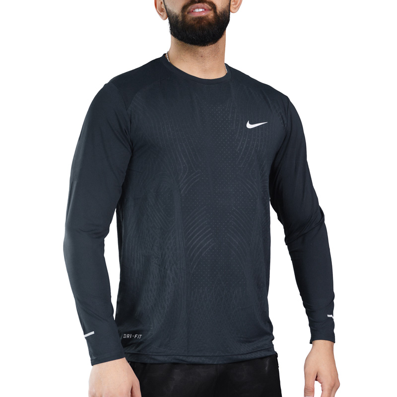 استرج آستین بلند ورزشی مردانه نایک مدل Dri Fit-1527 طوسی تیره