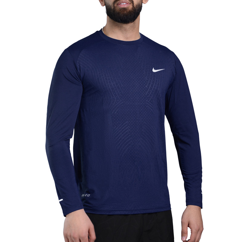 استرج آستین بلند ورزشی مردانه نایک مدل Dri Fit-1527 آبی تیره