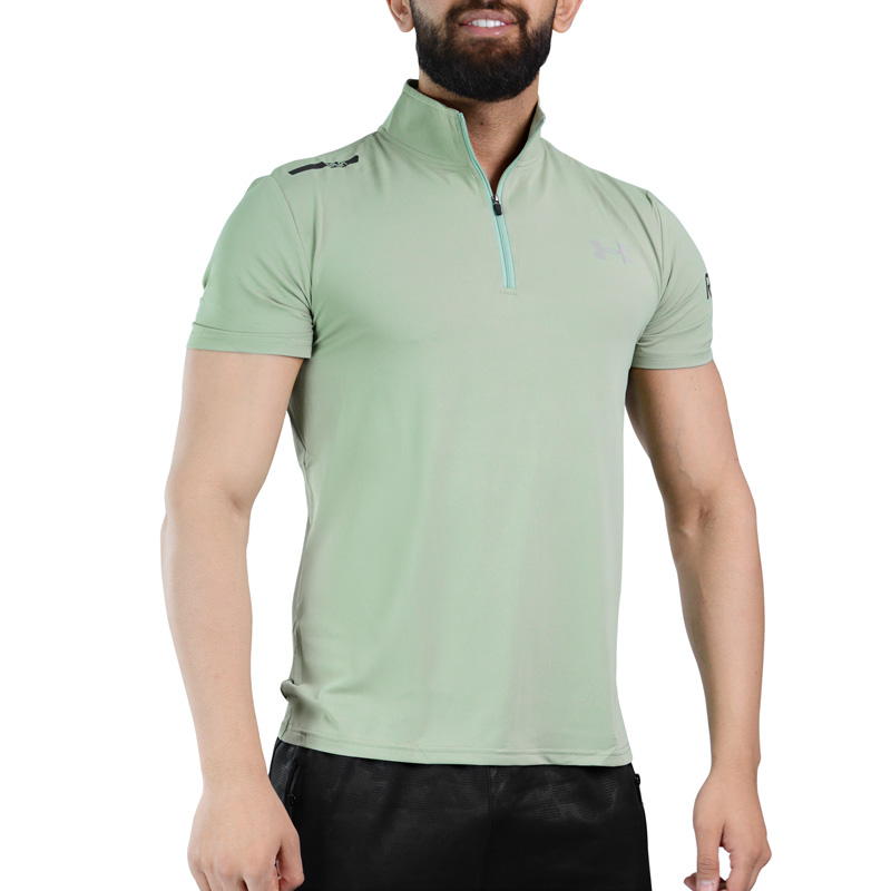 تیشرت نیم زیپ ورزشی مردانه آندر آرمور مدل Run-heat gear-573 سدری