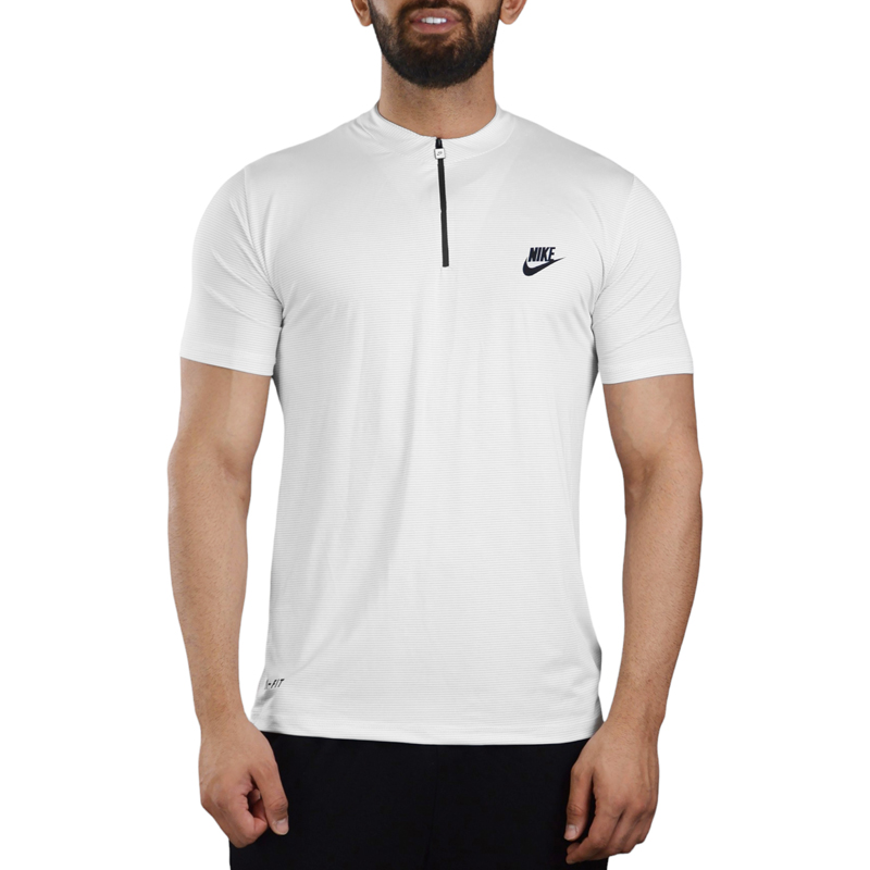 تیشرت نیم زیپ ورزشی مردانه نایک مدل VHD-DRI FIT-3C292 سفید