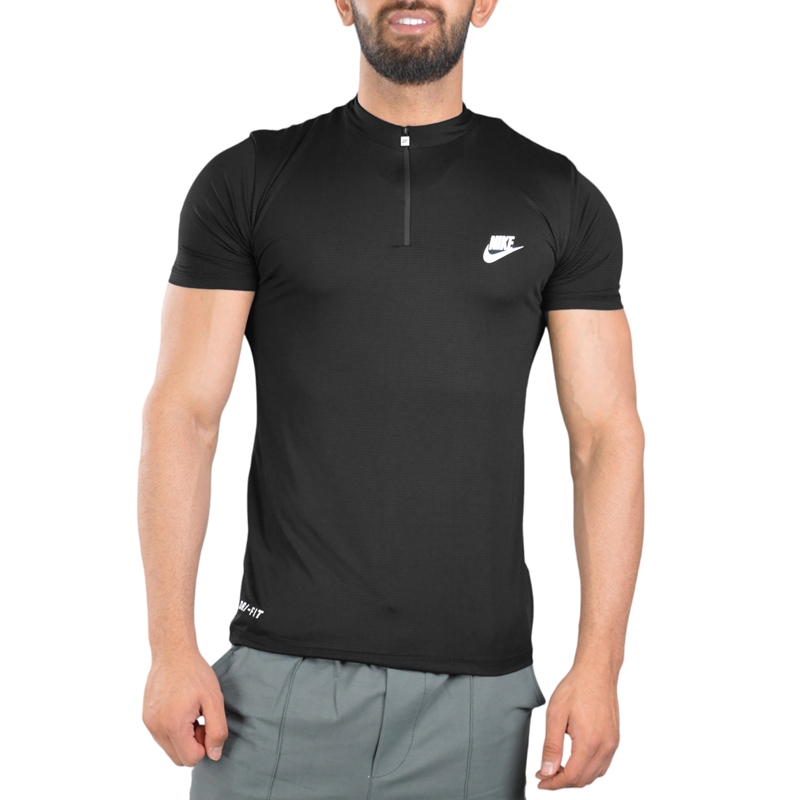 تیشرت نیم زیپ ورزشی مردانه نایک مدل VHD-DRI FIT-3C292 مشکی