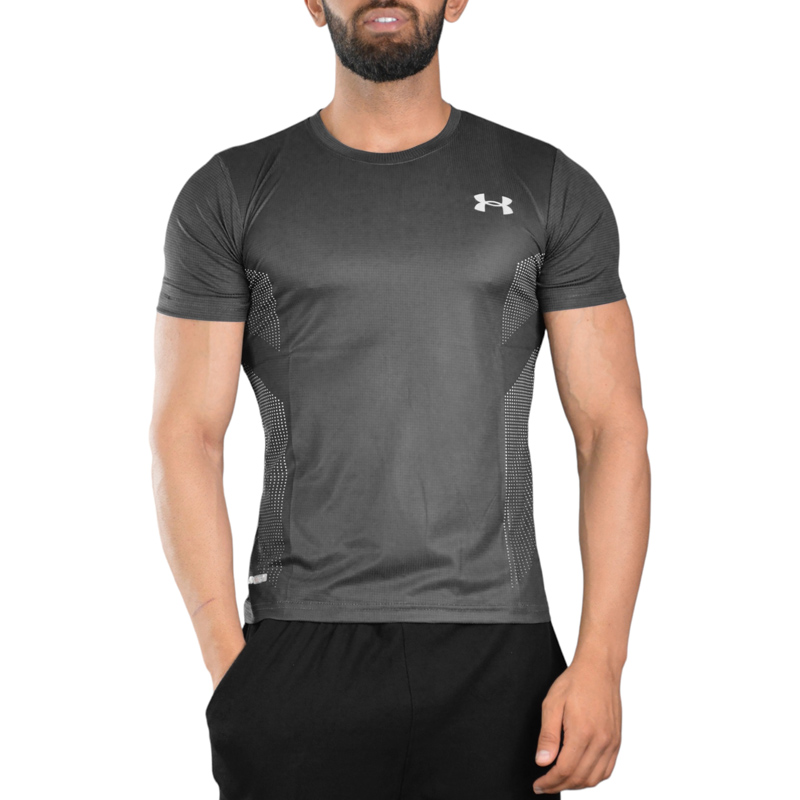 تیشرت ورزشی مردانه آندر آرمور مدل Heat Gear-7031 طوسی تیره