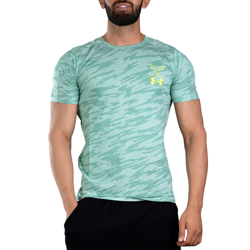 تیشرت ورزشی مردانه آندر آرمور مدل Rock-Heat Gear-U2201 سبز آدامسی