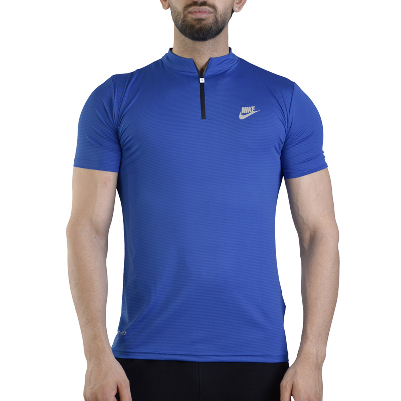 تیشرت نیم زیپ ورزشی مردانه نایک مدل VHD-DRI FIT-3C292 آبی